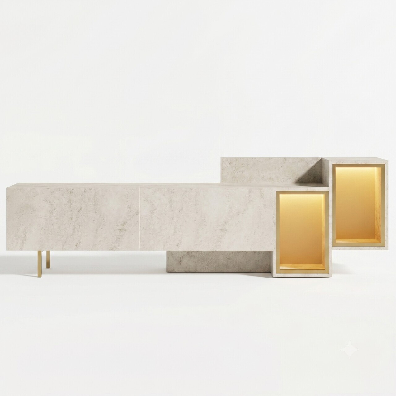 Comoda TV, Hanah Home, Tenon, Travertin / Auriu — imaginea 7