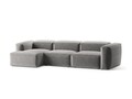 Coltar stanga 4 locuri, Bergamo, Cosmopolitan Design, 344x152x70 cm, tesatura structurata, gri deschis