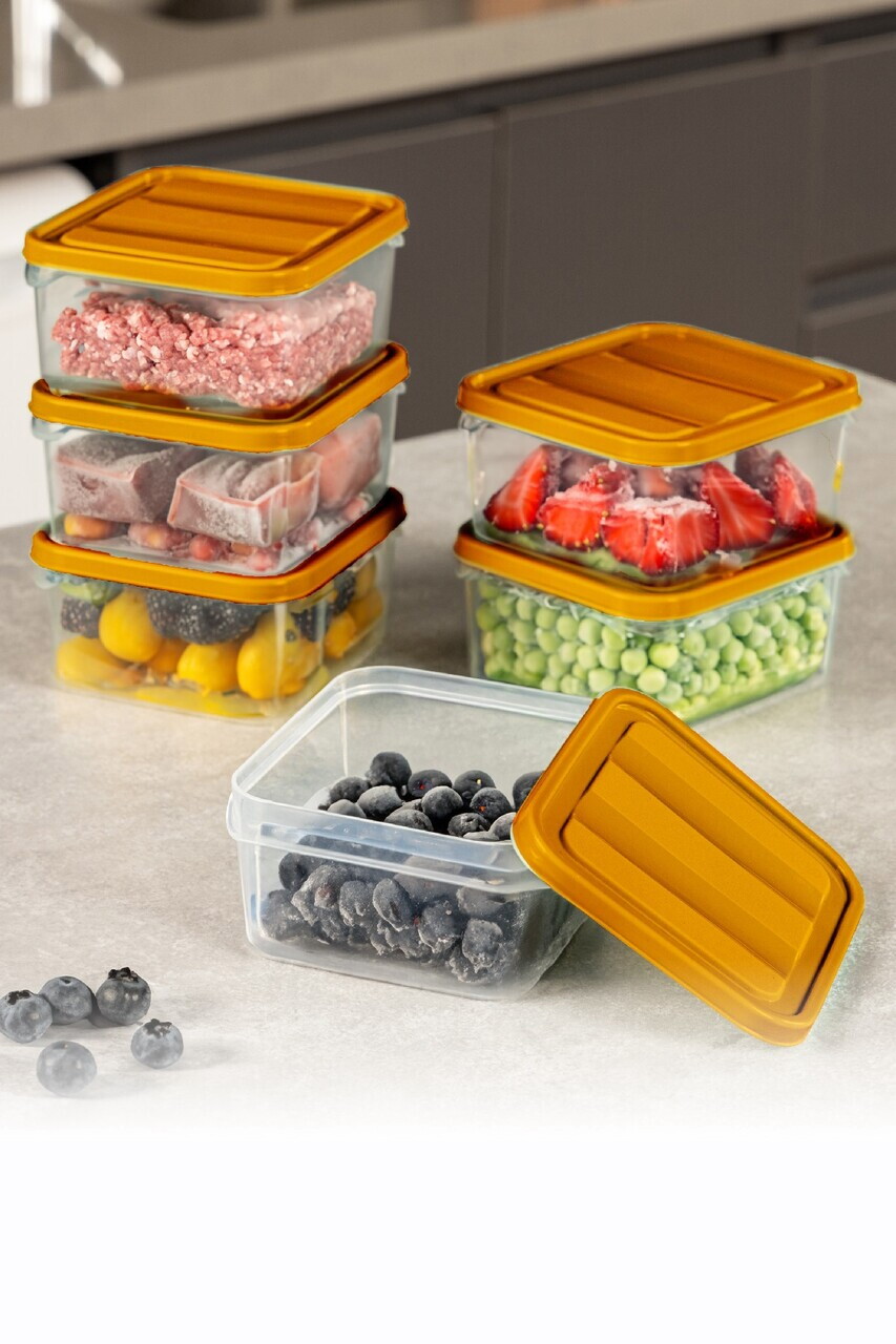 Set recipiente depozitare, Hermia, 964FRM5755, PLASTIC, Dimensiune: 23 x 15 x 7 cm / 1750 ml (4 bucăți), Portocaliu