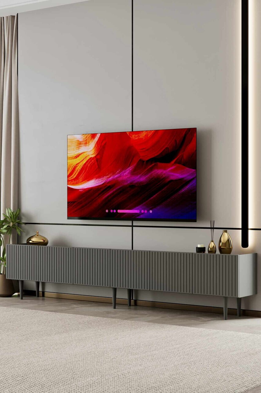 Comoda TV, Hanah Home, Capella 240, 240x50x29 cm, MDF, Gri - view 2