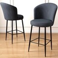 Set scaune de bar 6 piese, Charlotte, Alte, Metal, Antracit / Negru