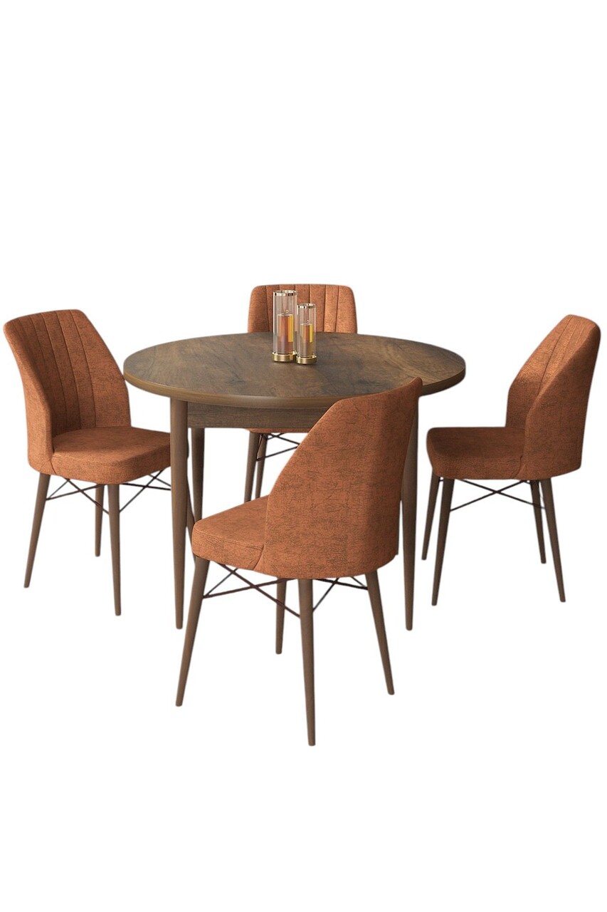 Set masă și scaune (5 bucăți), Hanah Home, Rox, Baroc / Roșu-țiglă - view 2