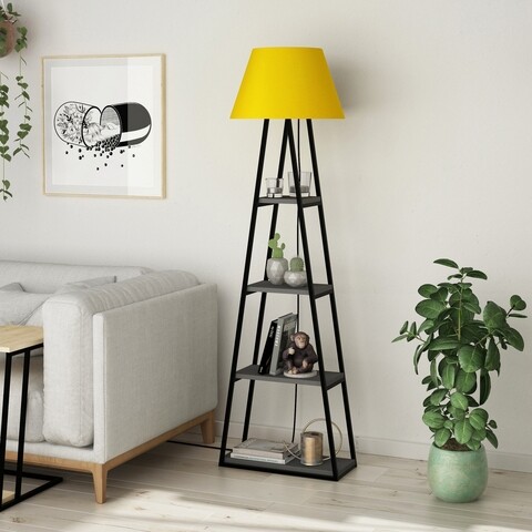 Lampadar Pal, Decortie, 45x45x167 cm, antracit/galben