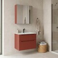 Set Dulap de Baie cu Chiuvetă și Oglindă (2 Piese), Hanah Home, Messina 65 v2, Roșu Mat