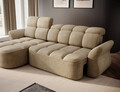 Coltar extensibil stanga 3 locuri ELTAP, Beneth, 301x185x115 cm, lemn/poliester, bej inchis