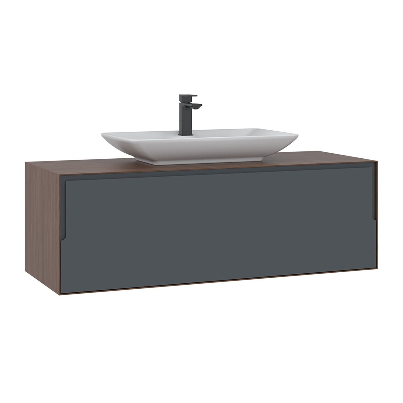 Dulap de baie cu chiuvetă, Hanah Home, Craft 120, Nuc / Antracit — imaginea 5