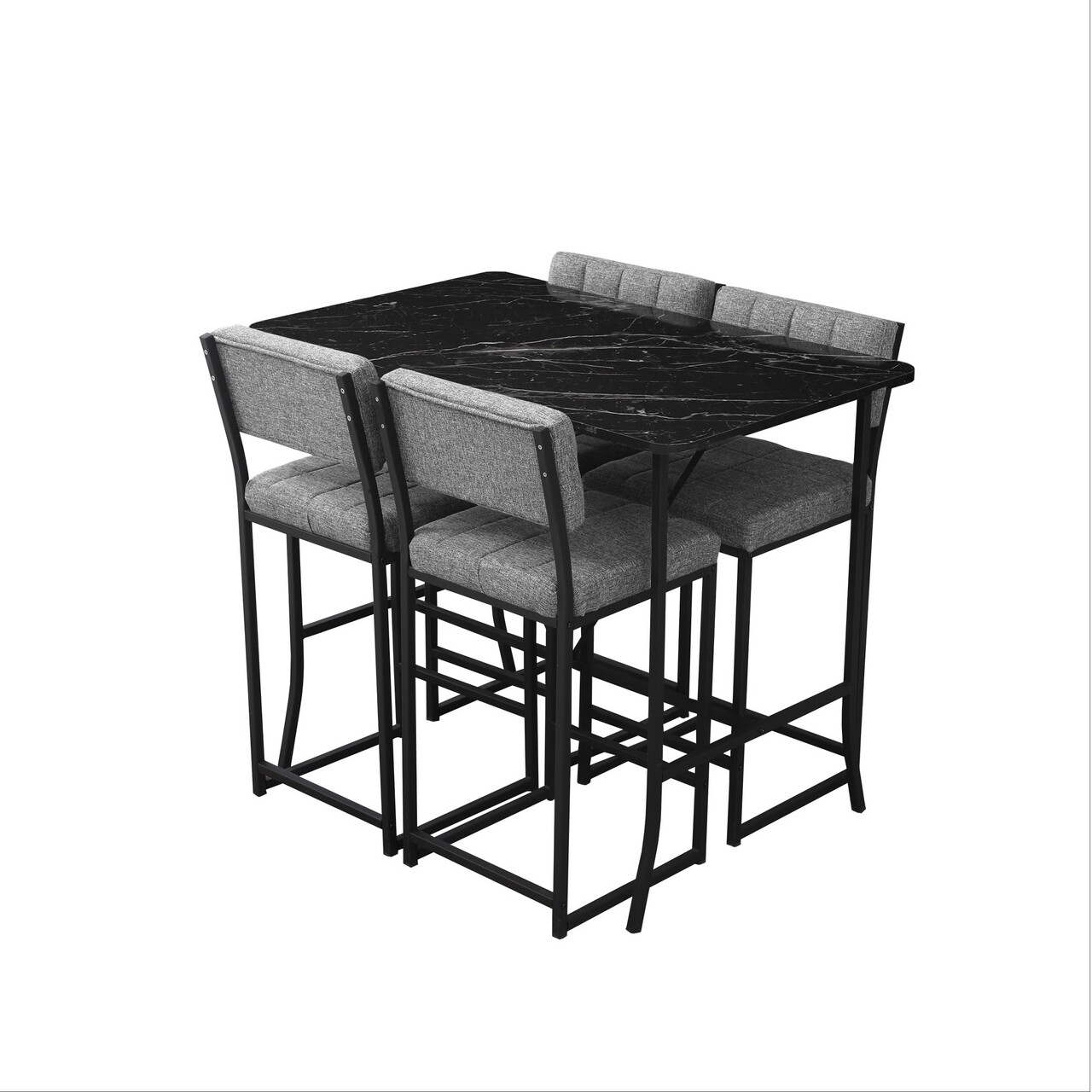 Set masa si 4 scaune de bar, Hanah Home, Retro, Gri/Negru - view 4