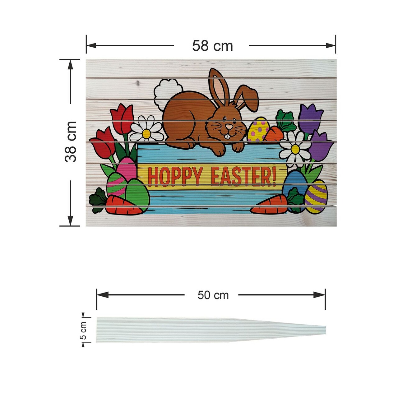Semn de curte, Bunny Topping Easter, 58x38 cm, Multicolor - imagine 4