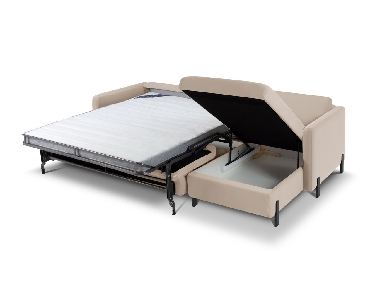 Coltar extensibil dreapta 4 locuri, Gloria, Micadoni Home, 266x170x88 cm, catifea, bej — imaginea 3