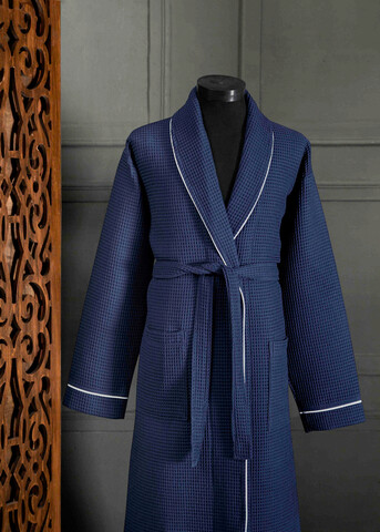 Halat de baie unisex, DC Home, Soho, 65% bumbac/35% poliester, Albastru inchis DC Home