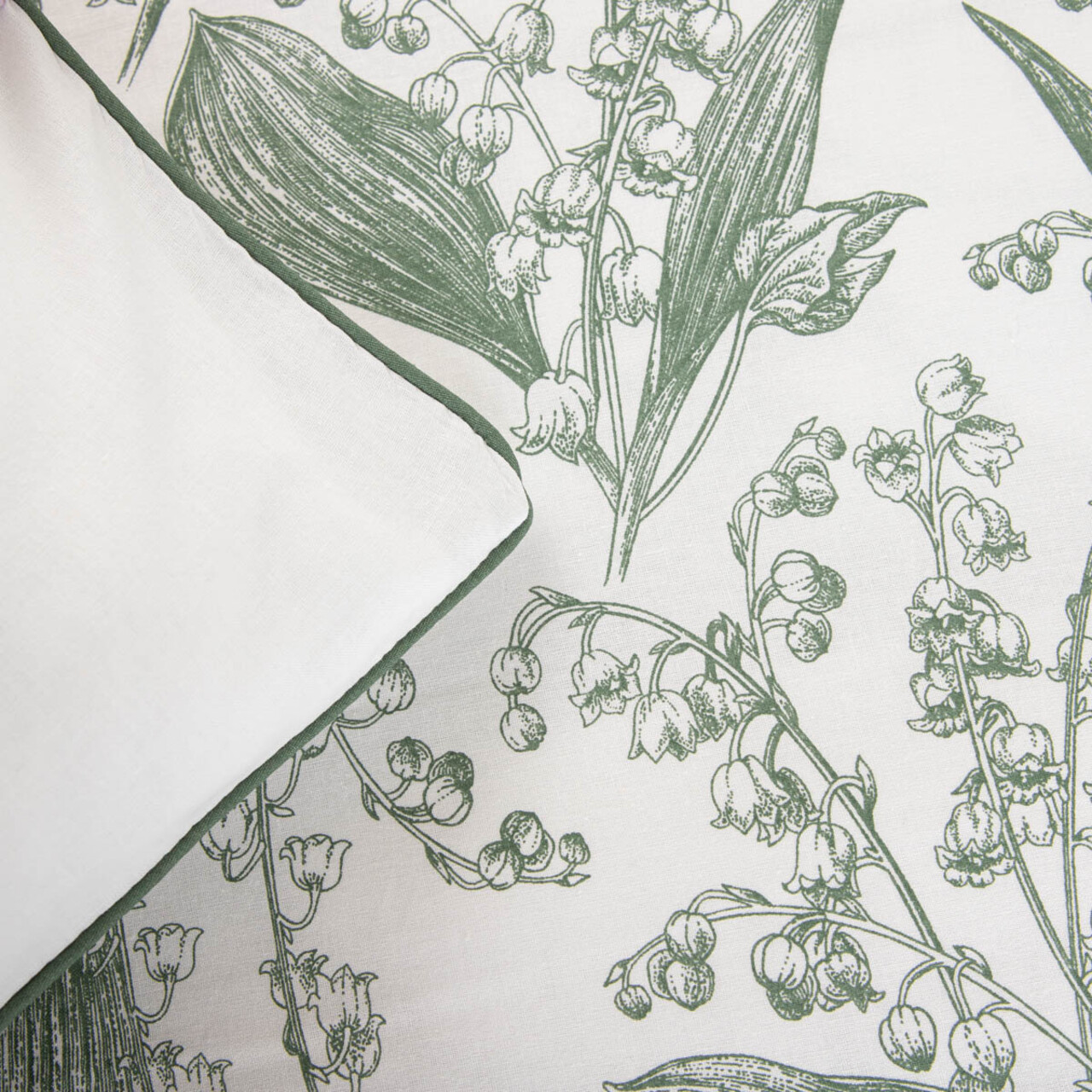 Lenjerie de pat King Size, Conwallie, Homla, 200x220 cm, 3 piese, bumbac, alb/verde - view 6
