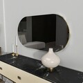 Oglinda decorativa, Siam, Riors, 45x85x2.2 cm, MDF , Gri inchis/Auriu