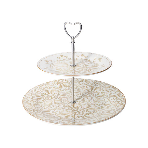 Platou etajat pentru prajituri, Excalibur, Brandani, D27x24 cm, portelan