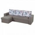 Coltar extensibil reversibil Oslo Grey Blue Flower Bedora, cu lada de depozitare, 247x148x78 cm