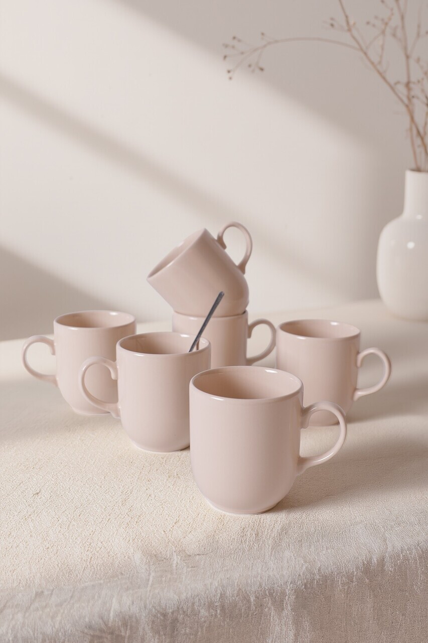 Set cani, Hermia, 275KRM2630, Dimensiune: 10 cm / 420 ml (6 bucăți), Crem