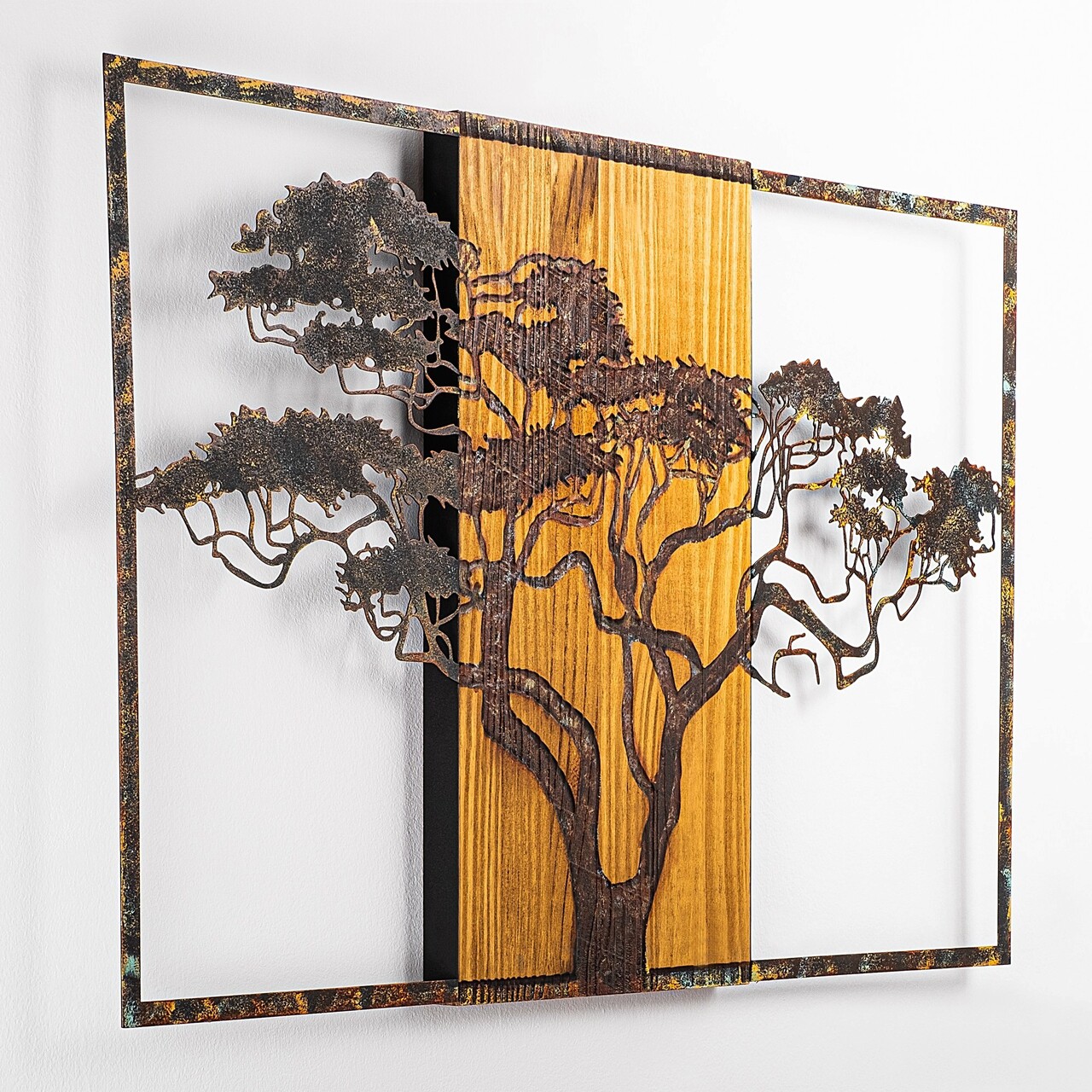 Decoratiune de perete, Acacia Tree, Lățime: 90 cm Înălțime: 58 cm Adâncime: 3 cm, Multicolor - view 7