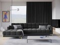Coltar stanga 5 locuri, Mamaia, Micadoni Home, GL, 293x185x75 cm, catifea, gri inchis