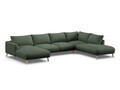 Coltar panoramic dreapta 6 locuri, Naomi, Micadoni Home, 365x235x75 cm, tesatura structurata, verde muschi