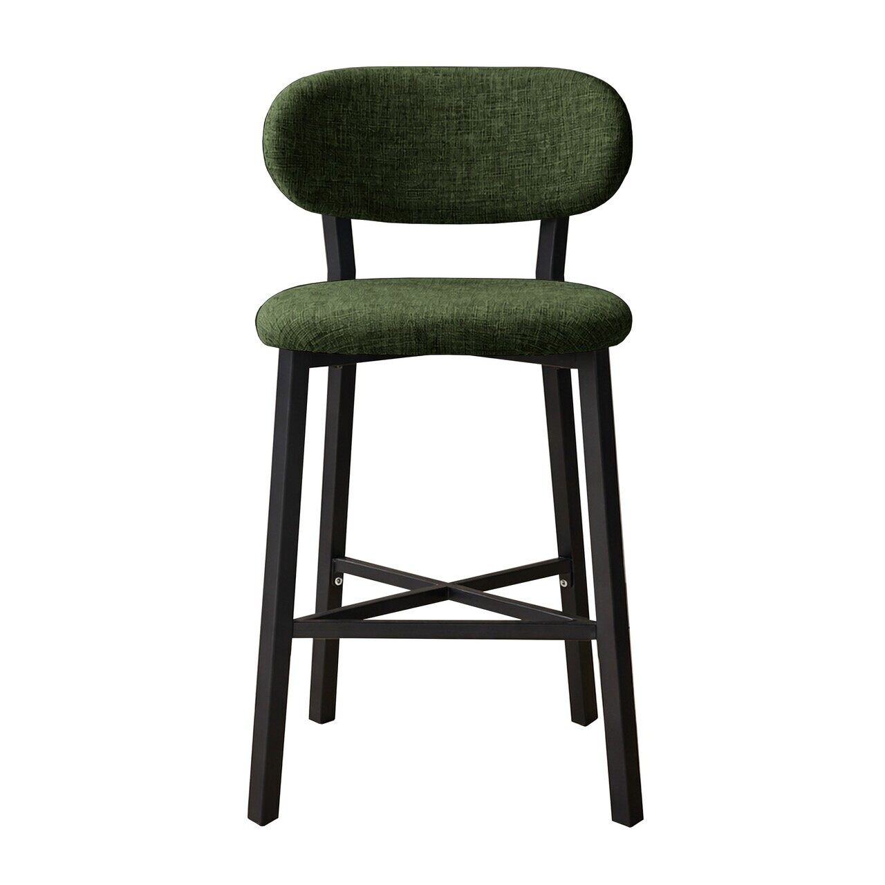 Scaun de bar, Hanah Home, Luna, 42x100x45 cm, Fier/Poliester/In, Verde — imaginea 5