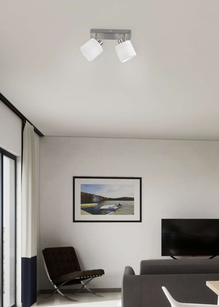 Plafoniera Tommy, RL, 28x17.6x19 cm, 28W, 2x E14, metal, nichel mat/alb