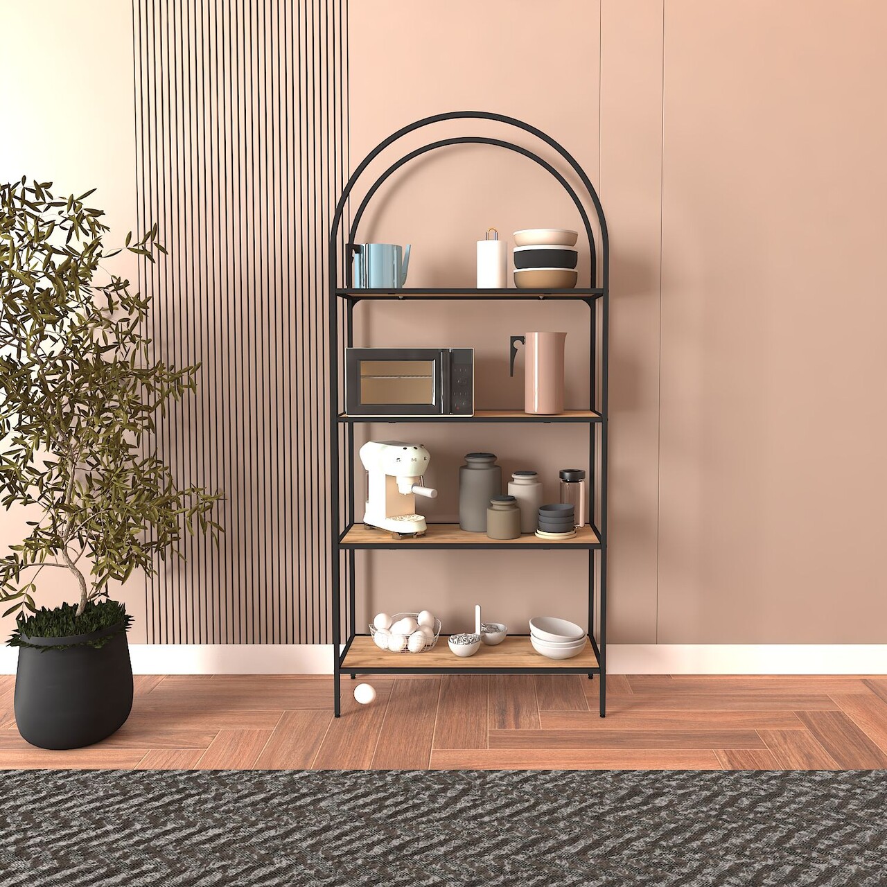 Corp biblioteca, Caliente, Mona 80, Negru / Pin Atlantic - 2 | YEO