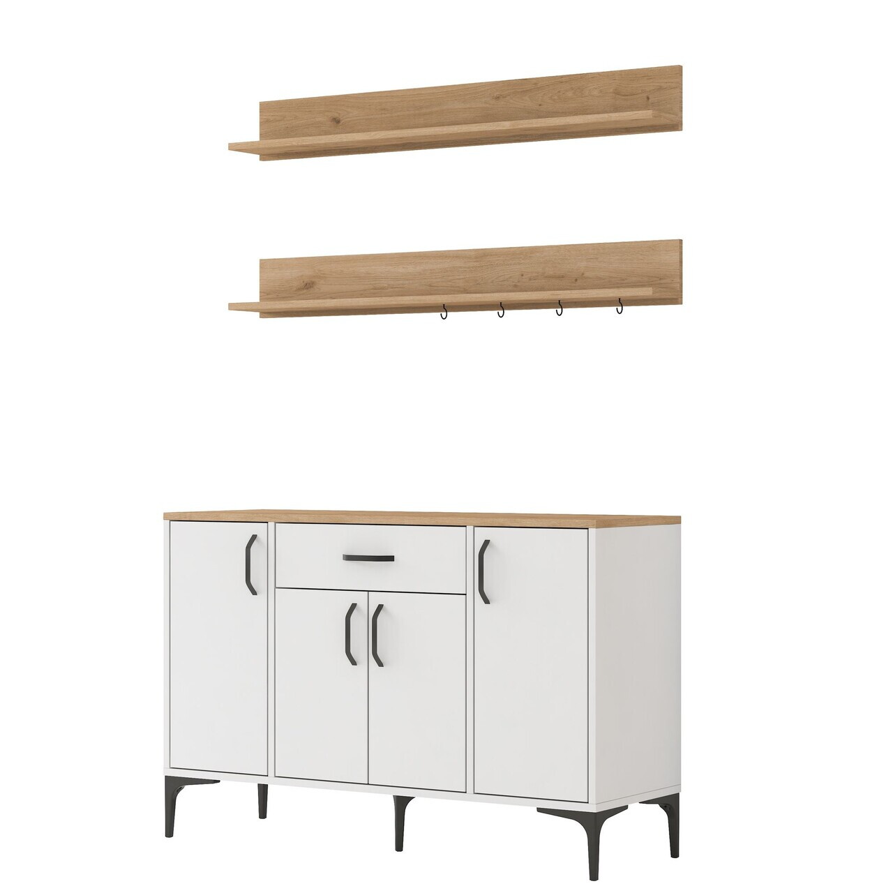 Dulap multifunctional, Hanah Home, JE233, PAL melaminat, Alb/Maro - view 10