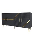 Consola, Olivia, Fuga KB150, 150x75x35 cm, PAL, Antracit / Aur