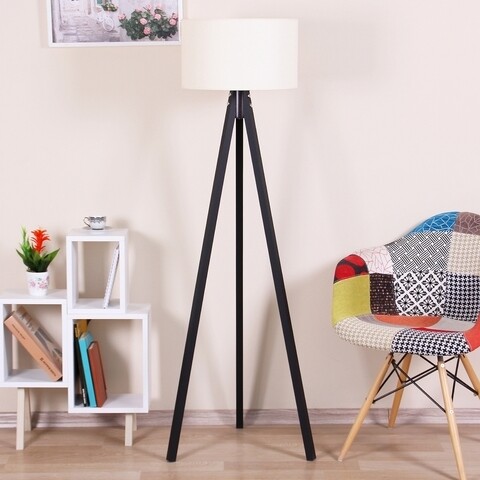 Poza Lampadar Casa Parasio, 38x42x145 cm, 1 x E27, 60 W, crem/negru