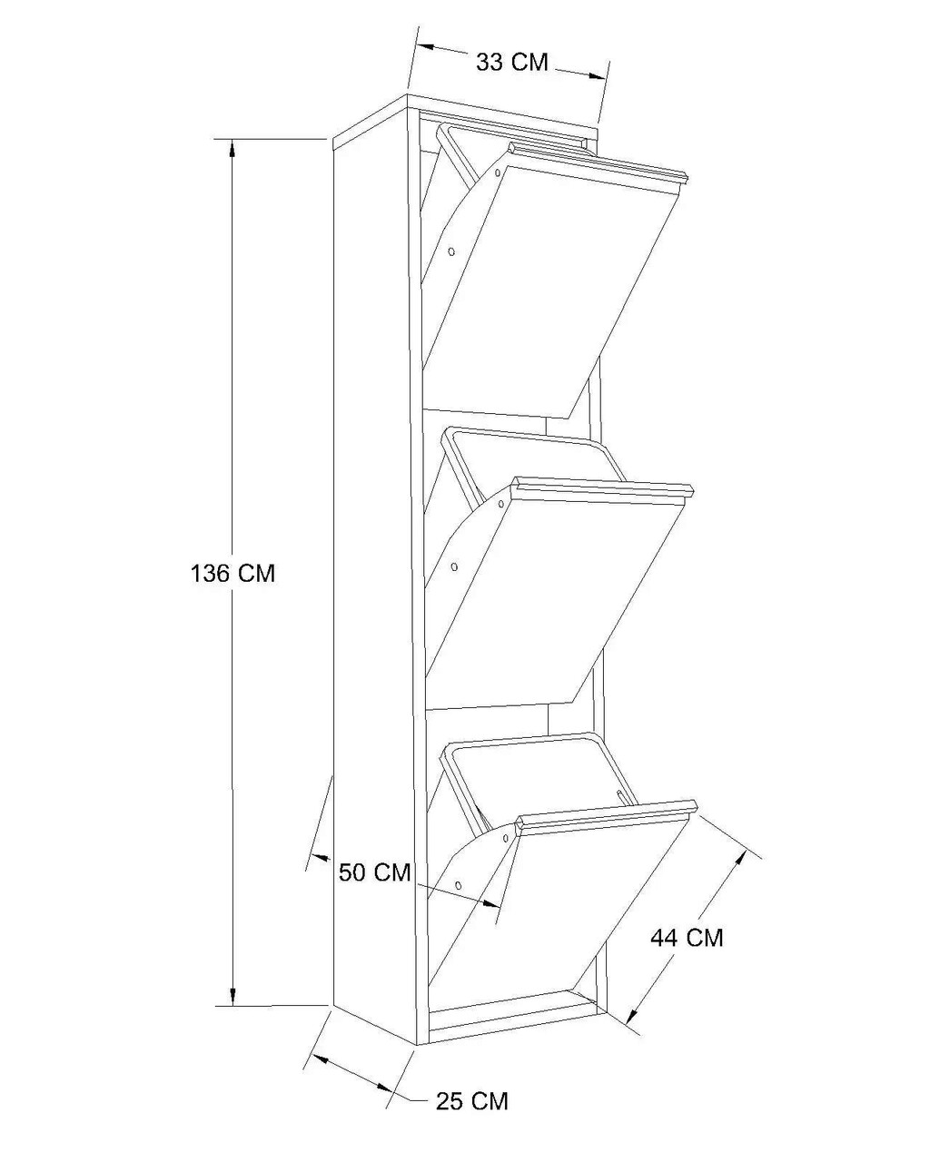 Dulap multifunctional, Hanah Home, Doplo 3, 33x136x25 cm, 100% SHEET METAL, Alb
