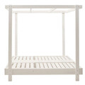 Sezlong tip pat dublu / pat de zi Dual, Pakoworld, 173x205x196 cm, lemn de fag, alb
