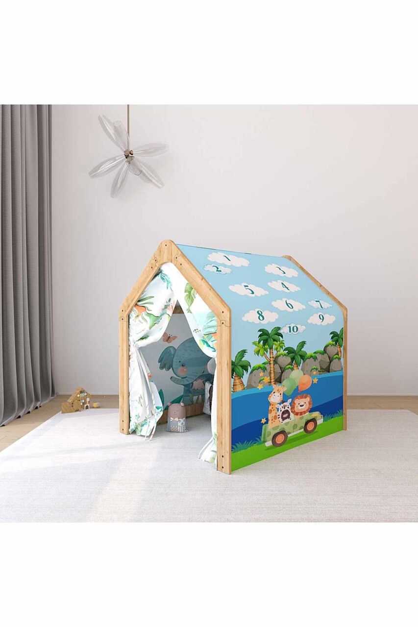 Cort de joaca pentru copii, Hanah Home, Safari, 80x96x63 cm, Multicolor - view 4