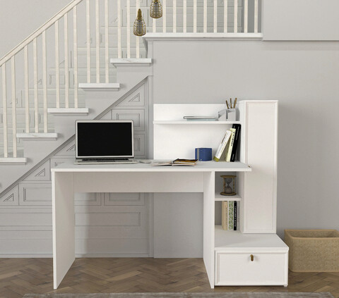Birou, tera home, shellon, 142.8x115.8x60 cm, pal, alb