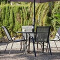 Scaun pentru gradina Neila, 56 x 68 x 93 cm, otel/textil, maro