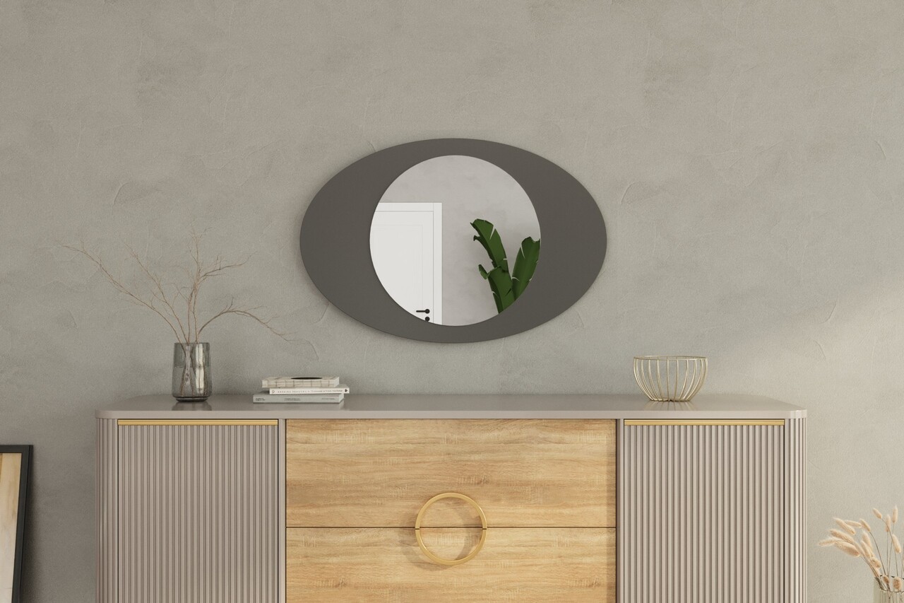 Oglinda decorativa, Siam, Obble, 60x90x2.2 cm, Antracit - 2 | YEO