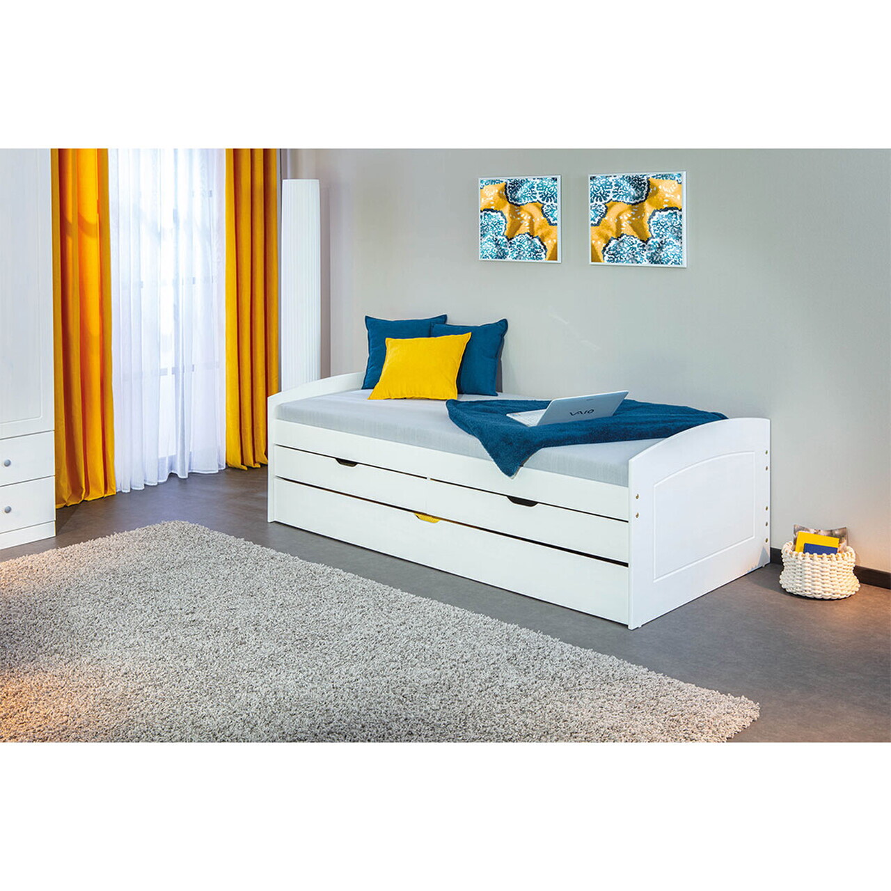 Pat multifunctional pentru camera copilului, 90x200 cm, Ried, Inter Link, lemn, alb - view 9