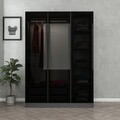 Dulap pentru haine, Minerva, Kale Anthracite Black, 135x210x52 cm, PAL, Antracit / Negru
