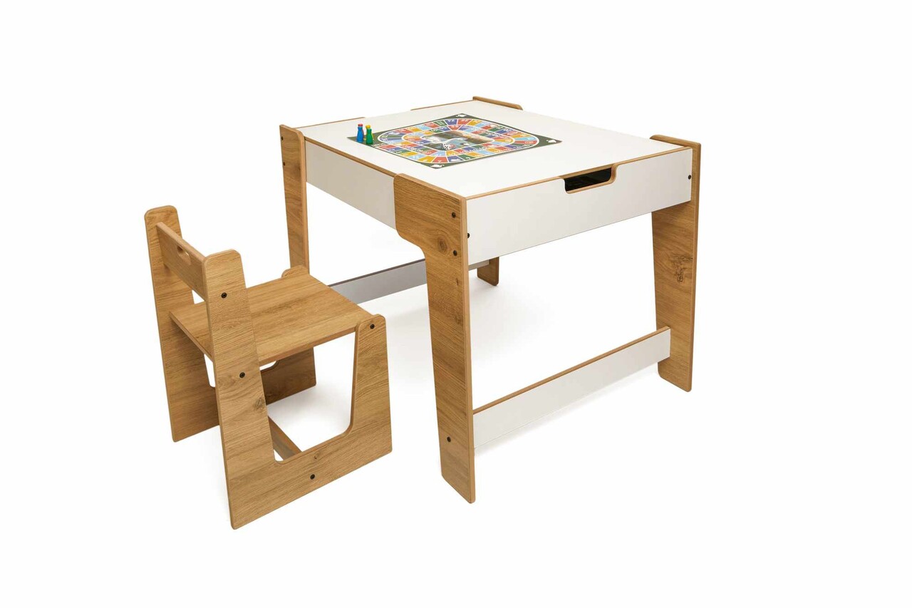 Set masa si scaun pentru copii, Hanah Home, Phoenix 1 Ch, Alb / Natural - view 2