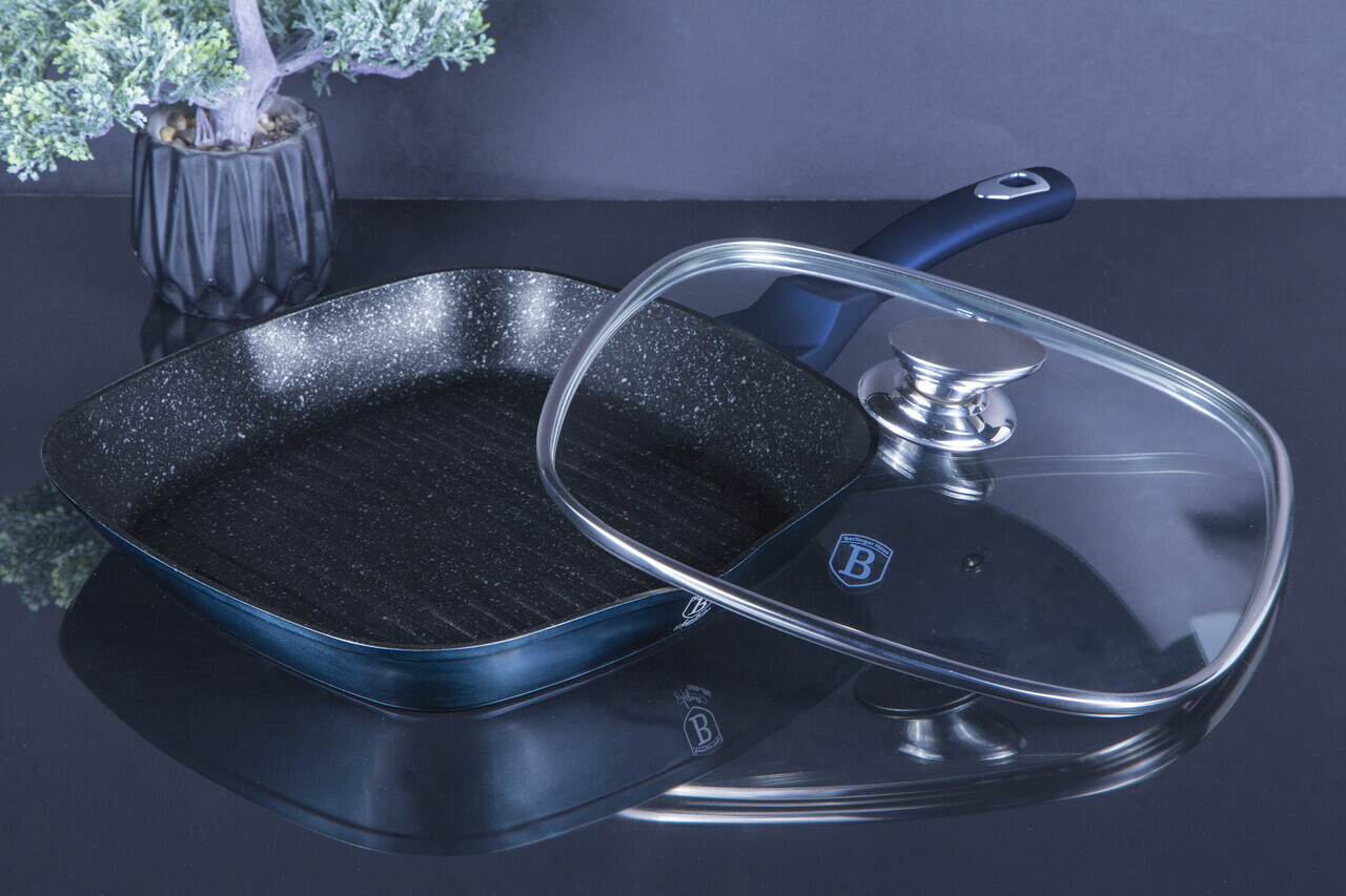 Tigaie grill cu capac Berlinger Haus, Aquamarine, 28 cm, 2.1 L, aluminiu forjat, blue - imagine 4