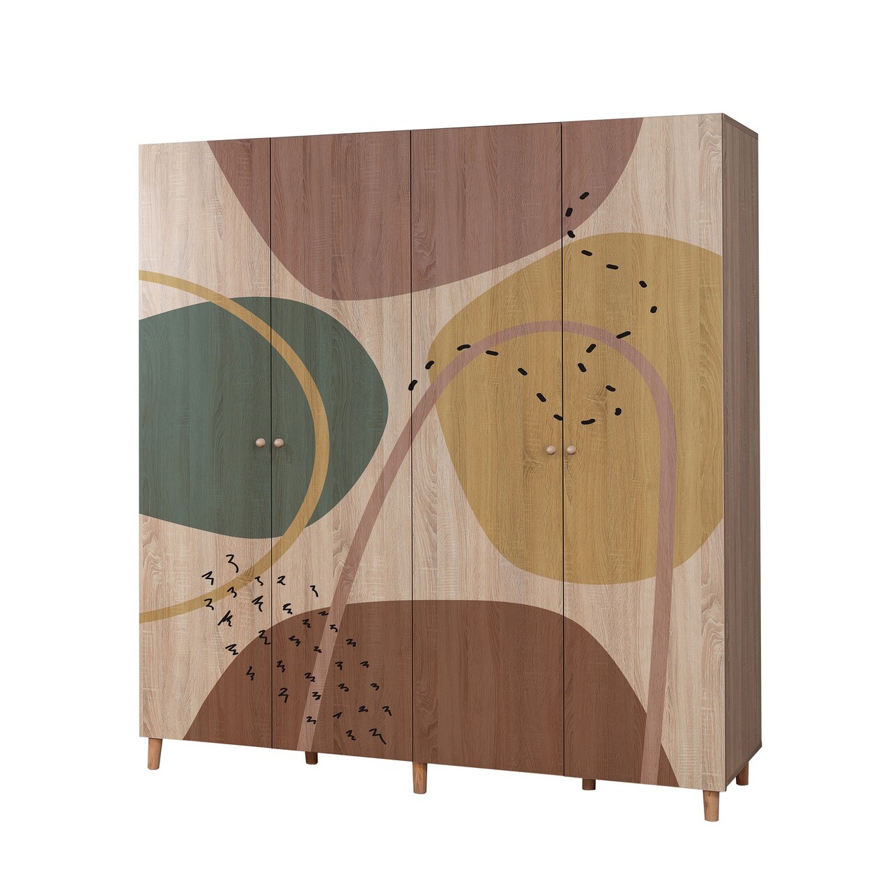 Dulap pentru haine, Vella, Loni 4 -911, 180x192x52 cm, PAL, Sonomo - 2 | YEO