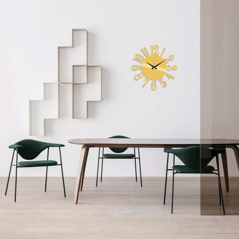 Ceas de perete, metal wall clock 14, metal, dimensiune: 48 x 48 cm, auriu