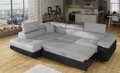 Coltar extensibil stanga 4 locuri, ELTAP, Anton, 272x203x85 cm, lemn/poliester, gri deschis/negru
