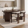 Set masa extensibila si scaune (5 piese), Nordure, Aleria 4, Nuc Milano / Nuc Închis / Alb
