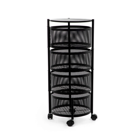 Etajera cu roti Robus, Homla, 34x75 cm, metal, negru