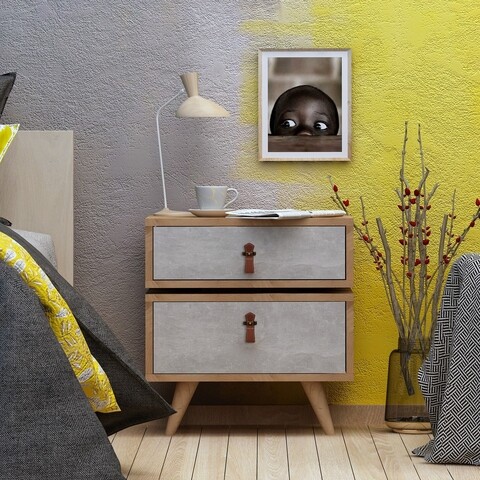 Noptiera, Mod Design, Olenj, 50 x 59 x 40 cm, pal melaminat, stejar/alb MOBILA DORMITOR
