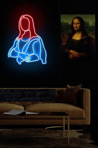Decoratiune luminoasa LED, Mona Lisa, Benzi flexibile de neon, DC 12 V, Rosu albastru mezoni.ro