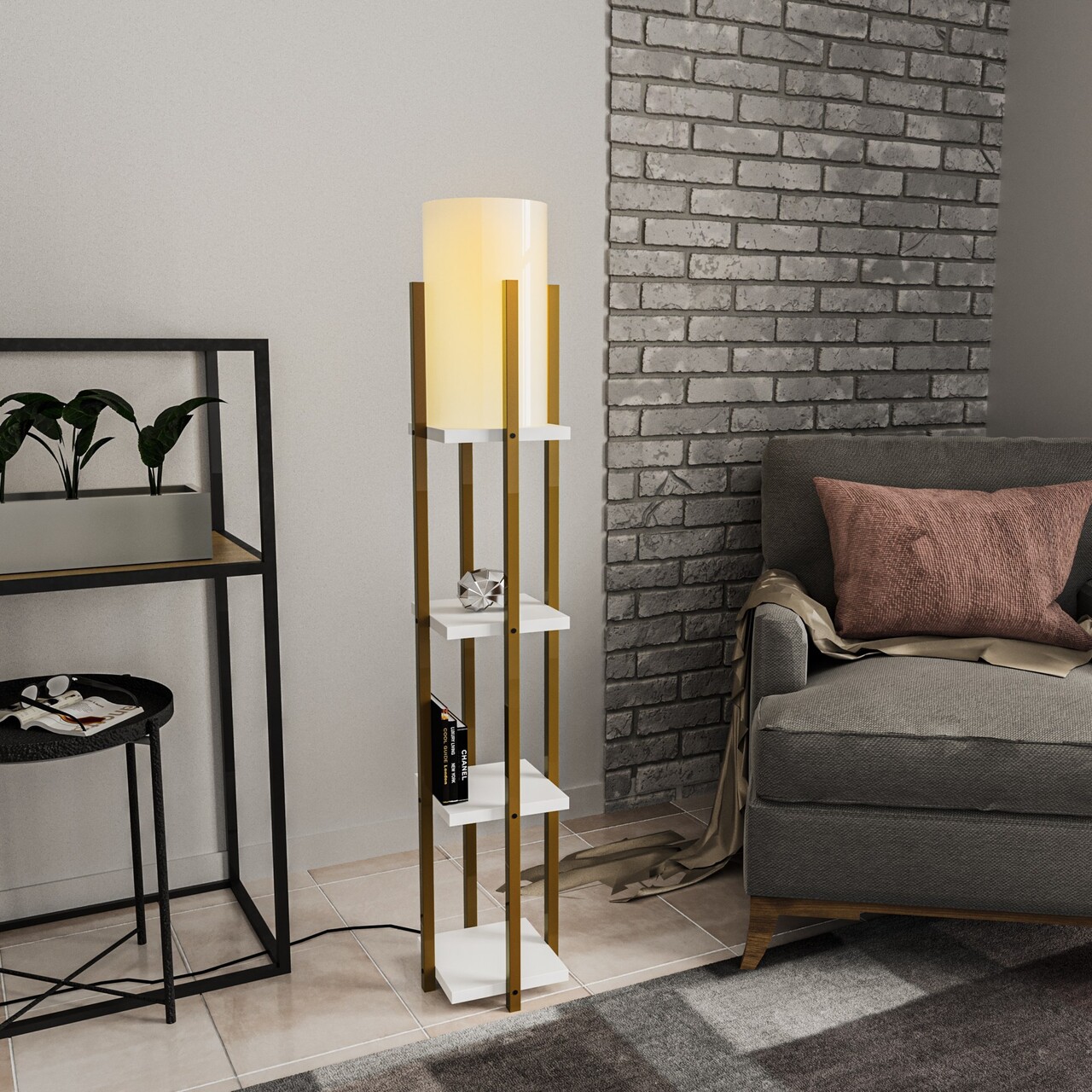 Lampadar, L'essentiel Maison, 892OPV1161, Aur/Alb - view 2