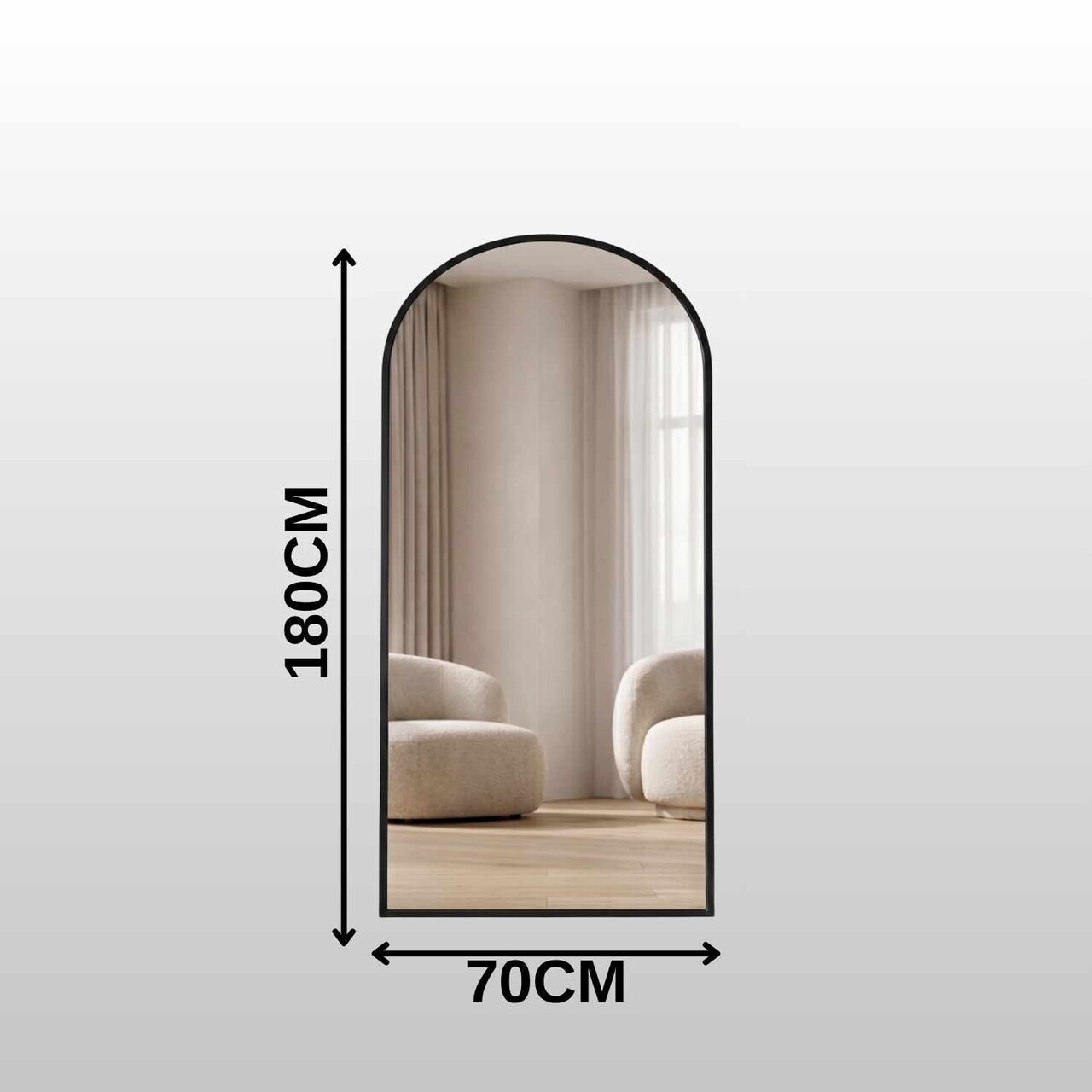 Oglinda Cheval, Hanah Home, Oval 70x180, 70x180x1.5 cm, Negru — imaginea 3
