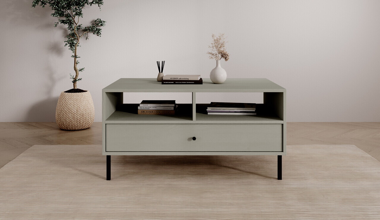 Masuta de cafea ADRK, Tili, 100.2x65x50 cm, PAL laminat, verde eucalipt