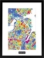 Tablou decorativ Boston Map, Homemania, 32x42 cm, MDF/sticla