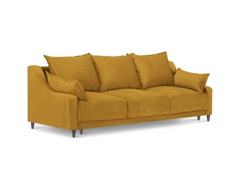 Canapea extensibila, Lilas, Mazzini Sofas, 3 locuri, cu lada de depozitare, 215x94x90 cm, catifea, galben